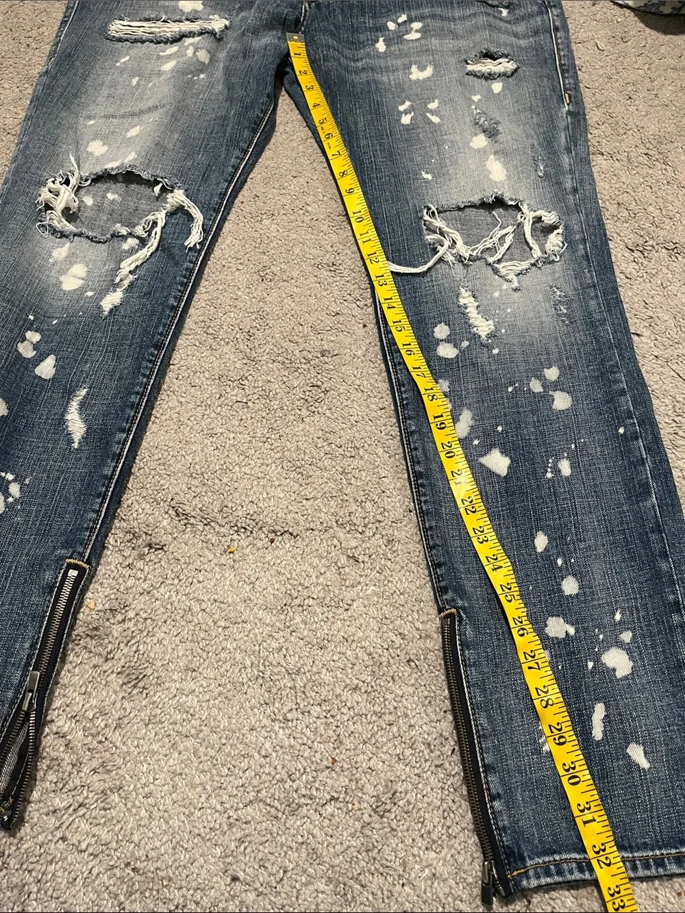 True Religion Rocco No Flap Factory Distressed Holes Bleach Splatter Rip Jeans